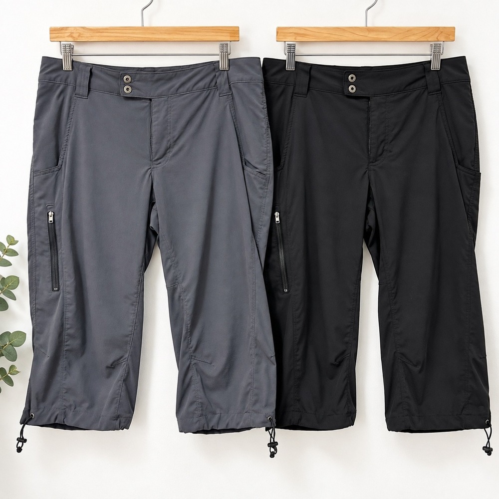 Columbia Saturday Trail Knee Pants 2 Pair Bundle Size 16 Black Gray Omni-Shade